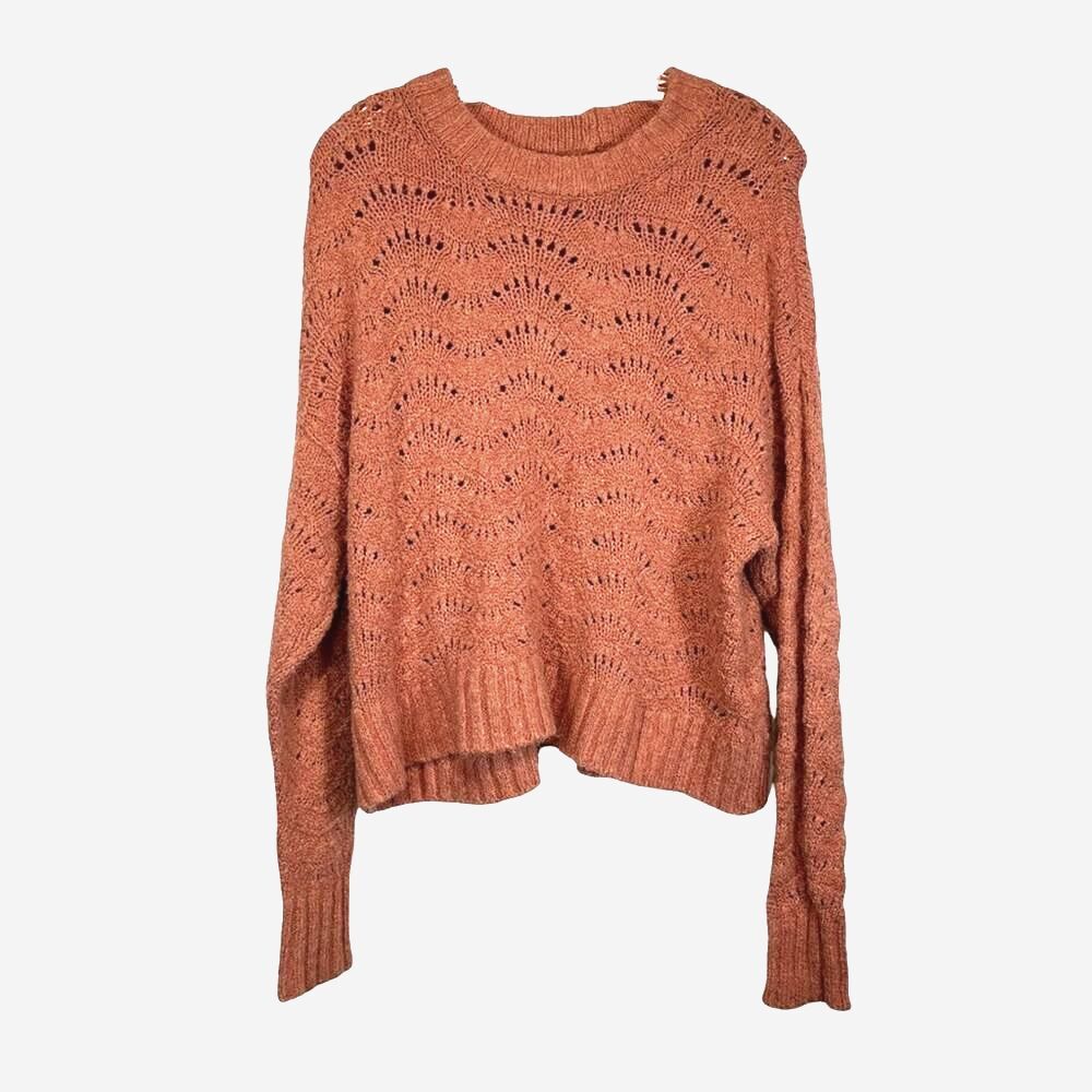 American Eagle Salmon Open Knit Pullover Sweater Size Woman's Medium